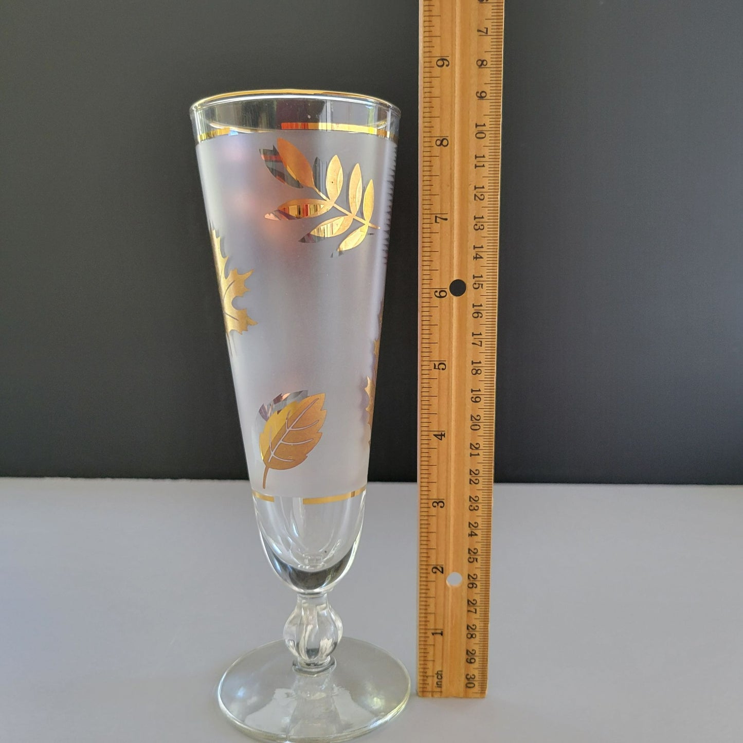 Libbey Golden Foliage Pilsner Beer Glass Set of 2, c.1950s-70s