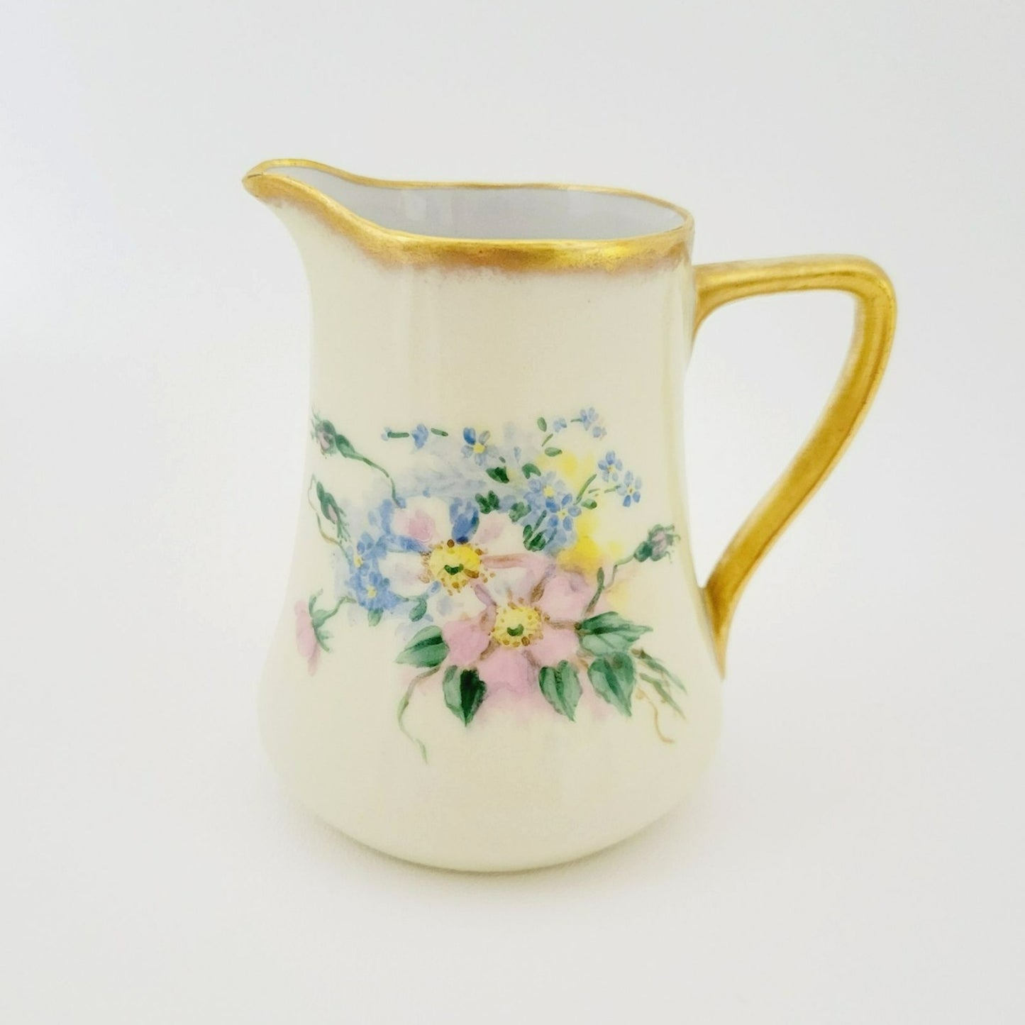 Rare Rosenthal Antique Floral Creamer, Sugar Bowl & Tea Tray, Hand Painted, c.1891-1906 Germany