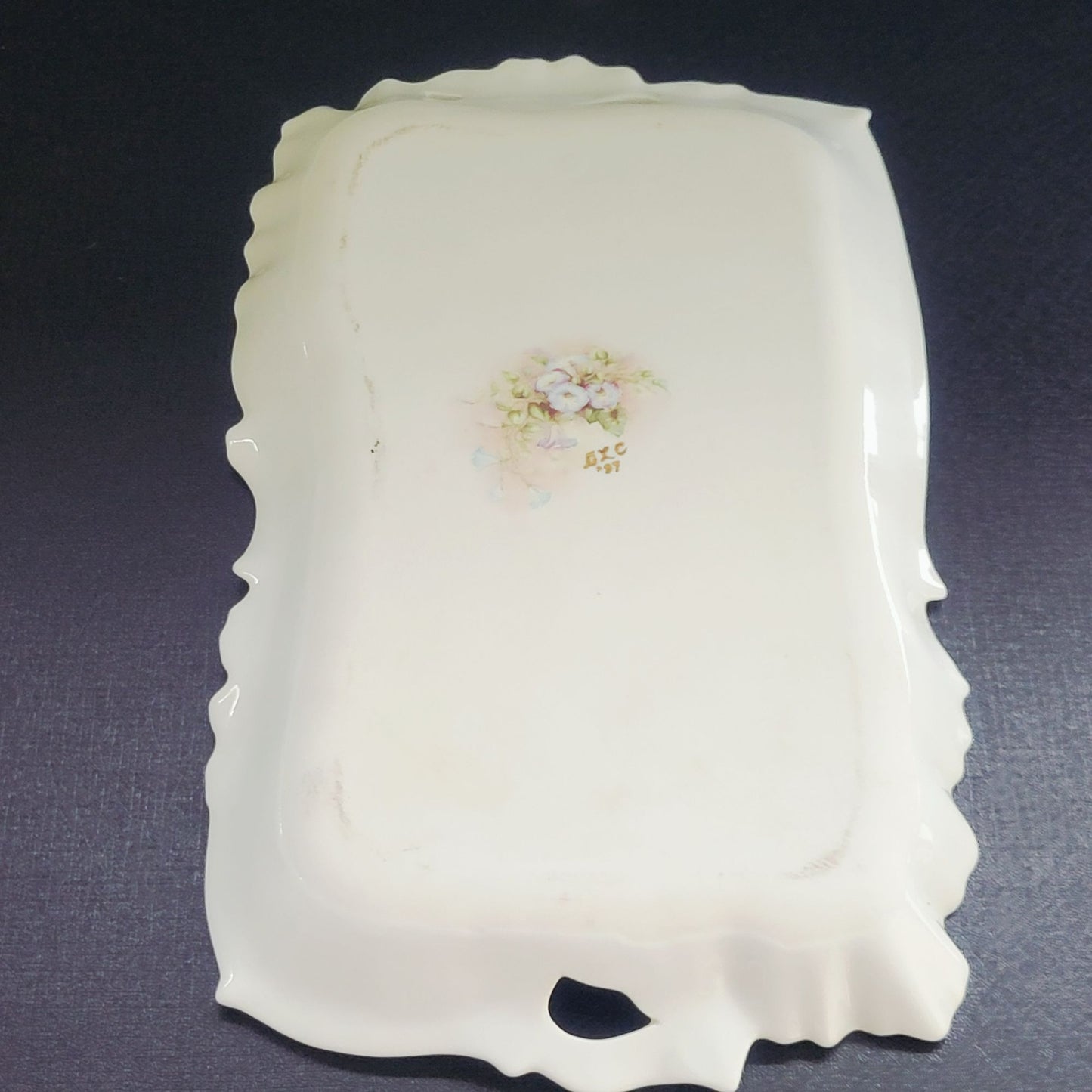 Vintage Hand Painted Floral Coffee Serving Set, Elegant White Embossed Design, Blue & Pink Pansy Flower, Artist Signed
