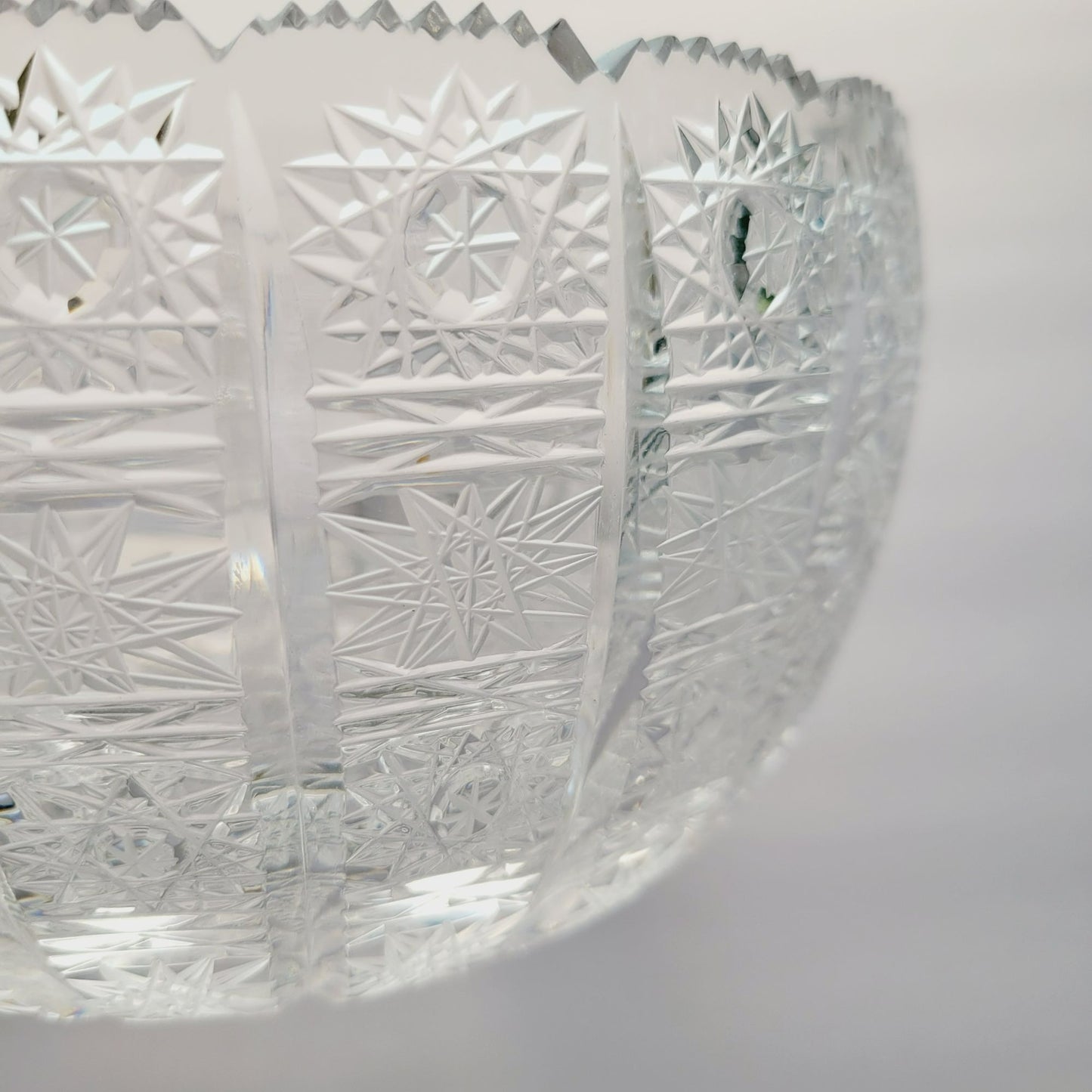 Queen Lace Cut Crystal 8" Centerpiece Bowl, Intricate Star Pattern Design, Made in Bohemia
