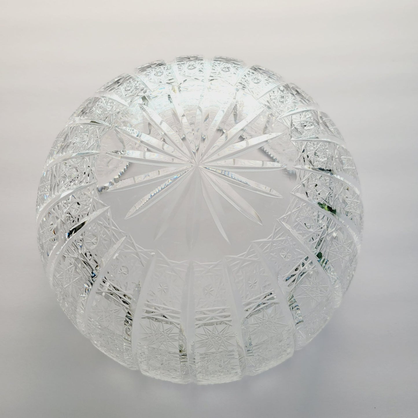 Queen Lace Cut Crystal 8" Centerpiece Bowl, Intricate Star Pattern Design, Made in Bohemia