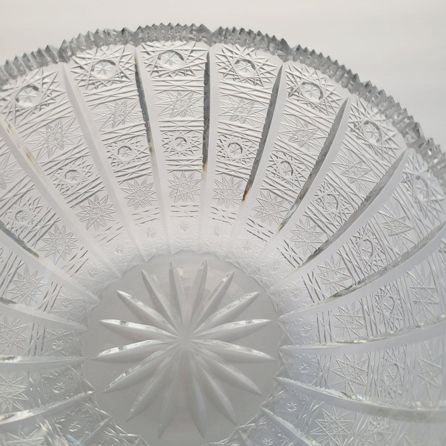Queen Lace Cut Crystal 8" Centerpiece Bowl, Intricate Star Pattern Design, Made in Bohemia