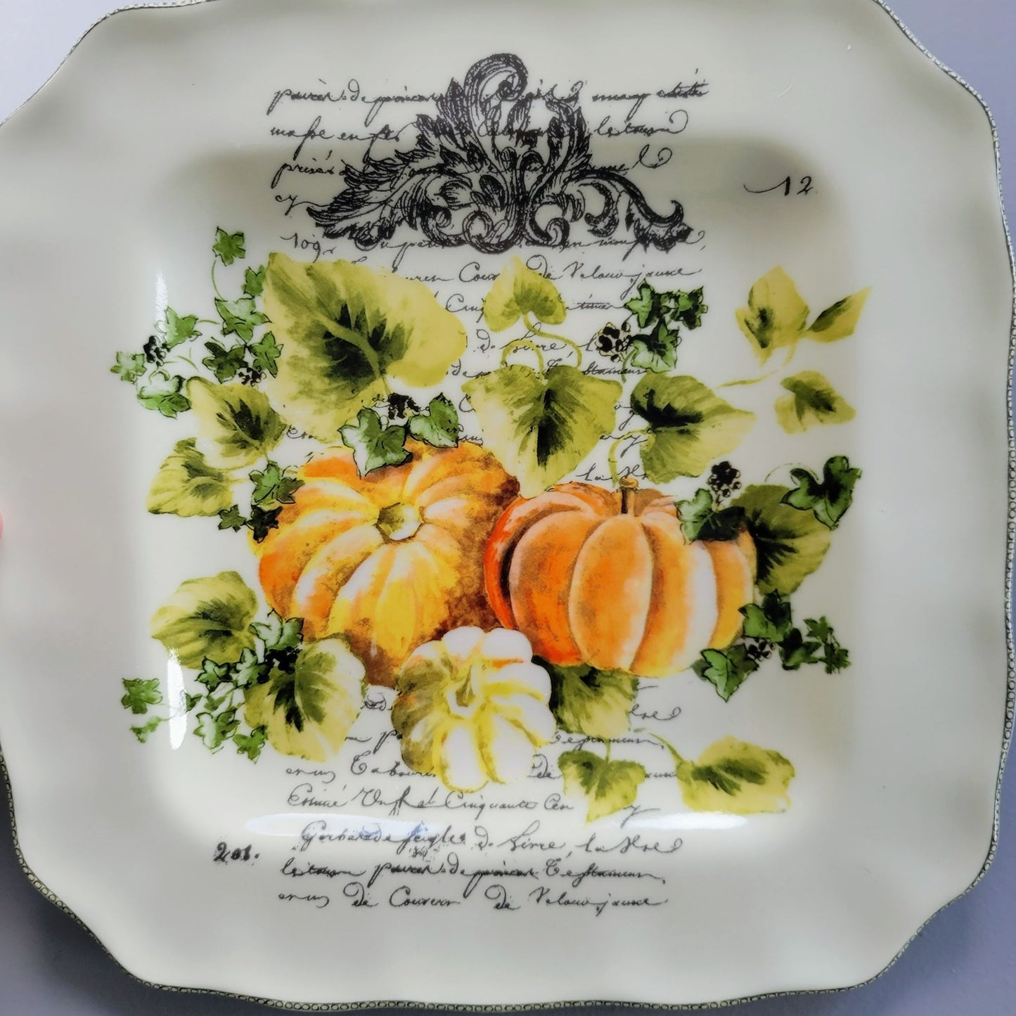 222 Fifth Pumpkin Patch Square Dinner Plate