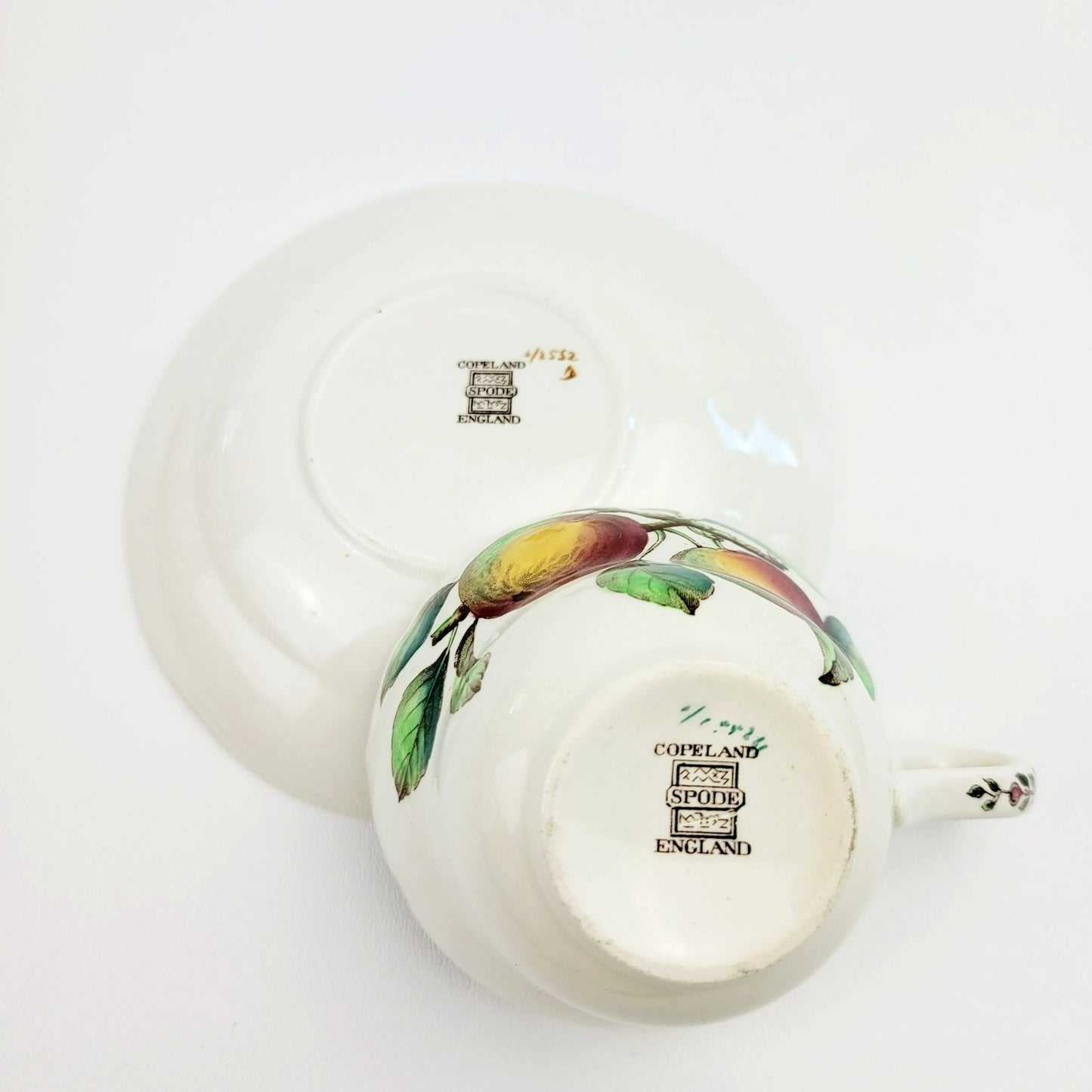 Spode Apple Teacup & Saucer, Embossed Scalloped Edge, c.1962-64 England
