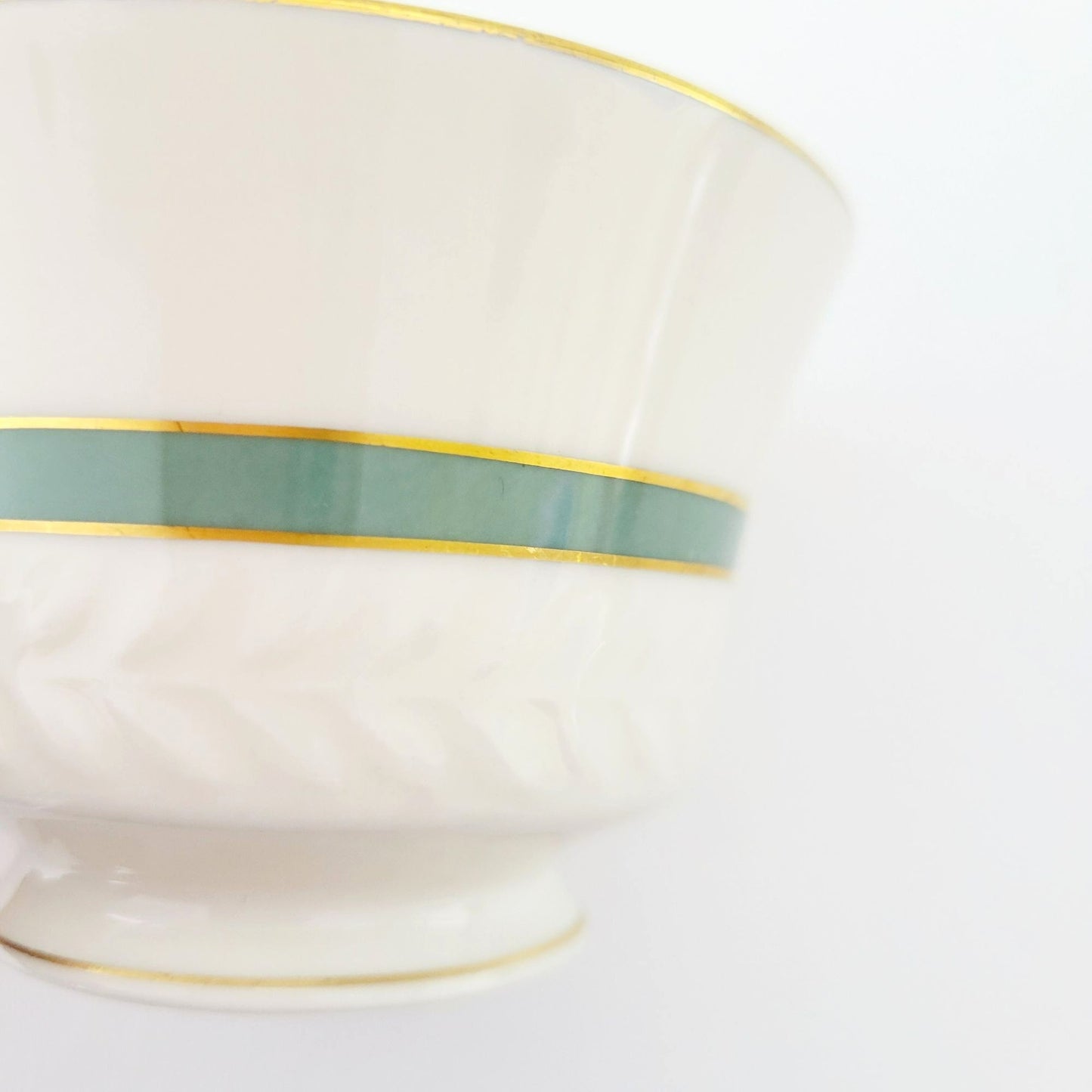 Theodore Haviland Teacup & Saucer, Brighton Turquoise with Embossed Leaf Pattern, New York USA