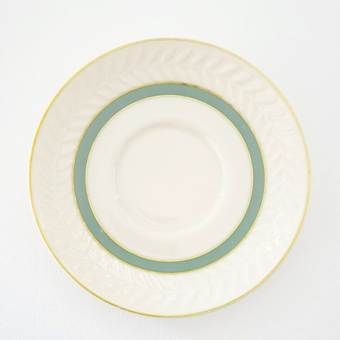 Theodore Haviland Teacup & Saucer, Brighton Turquoise with Embossed Leaf Pattern, New York USA
