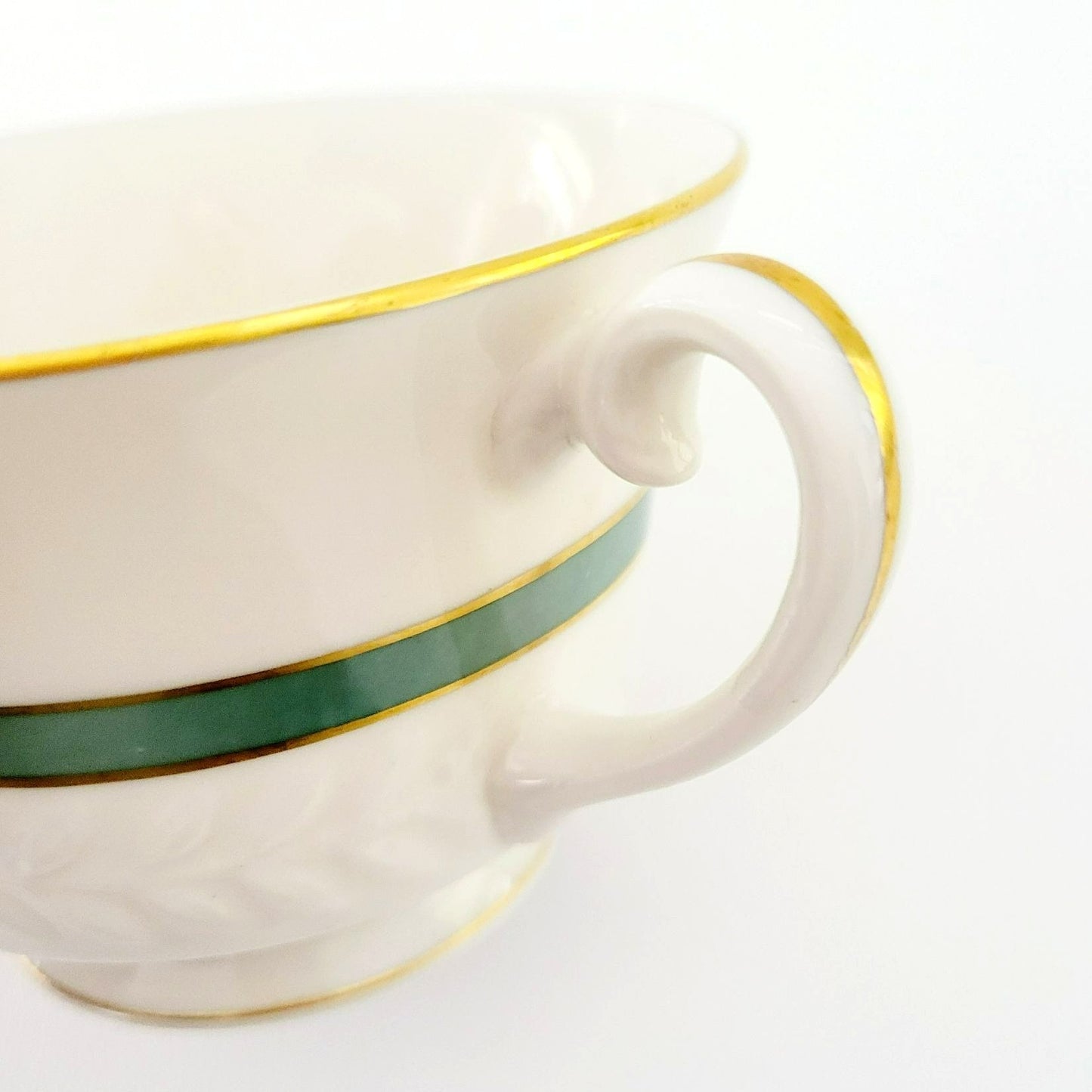 Theodore Haviland Teacup & Saucer, Brighton Turquoise with Embossed Leaf Pattern, New York USA