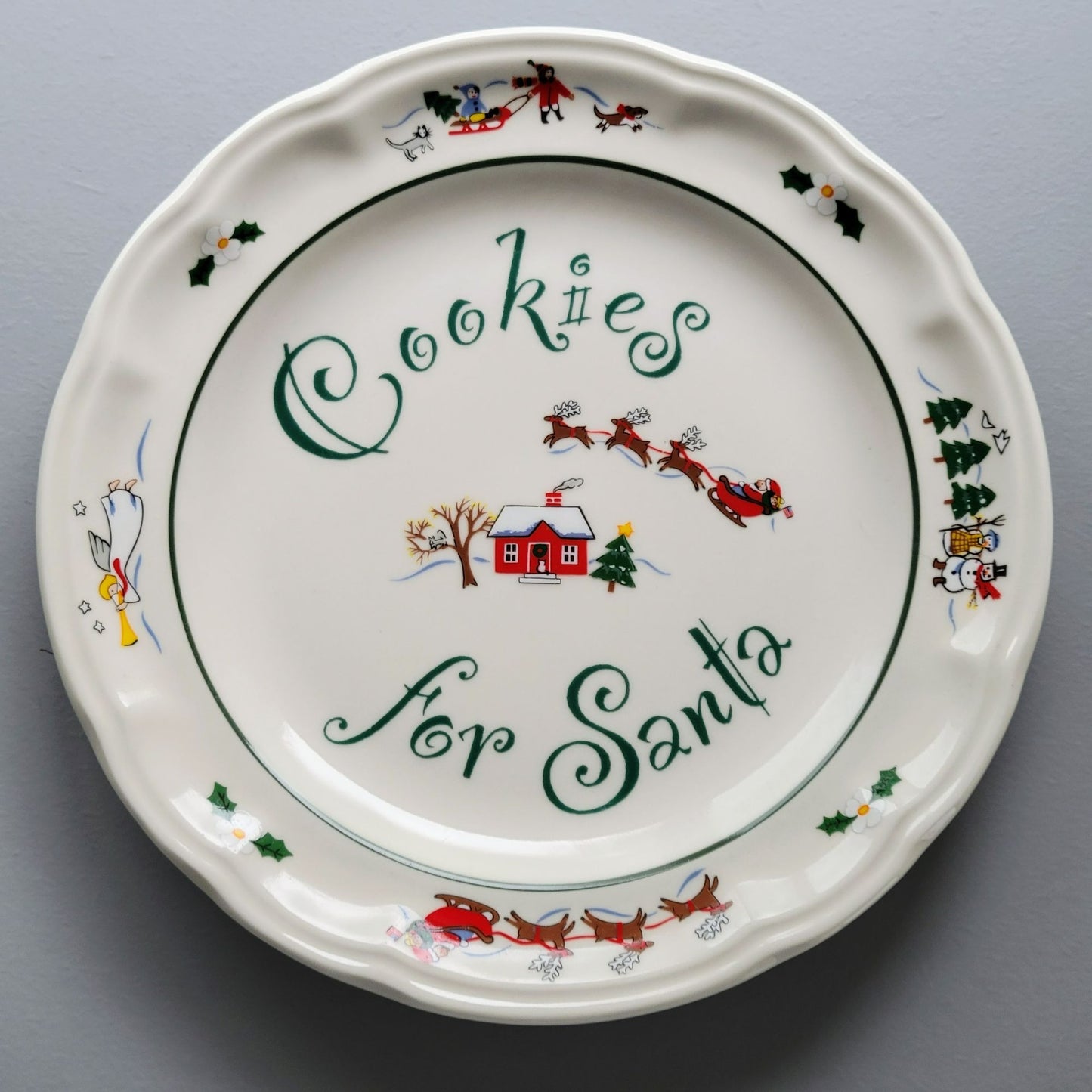 Pfaltzgraff Snow Village Cookies For Santa Plate, c.1990s