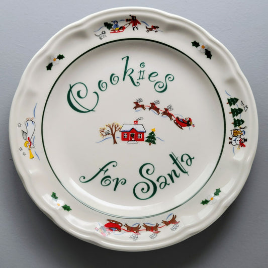Pfaltzgraff Snow Village Cookies For Santa Plate, c.1990s
