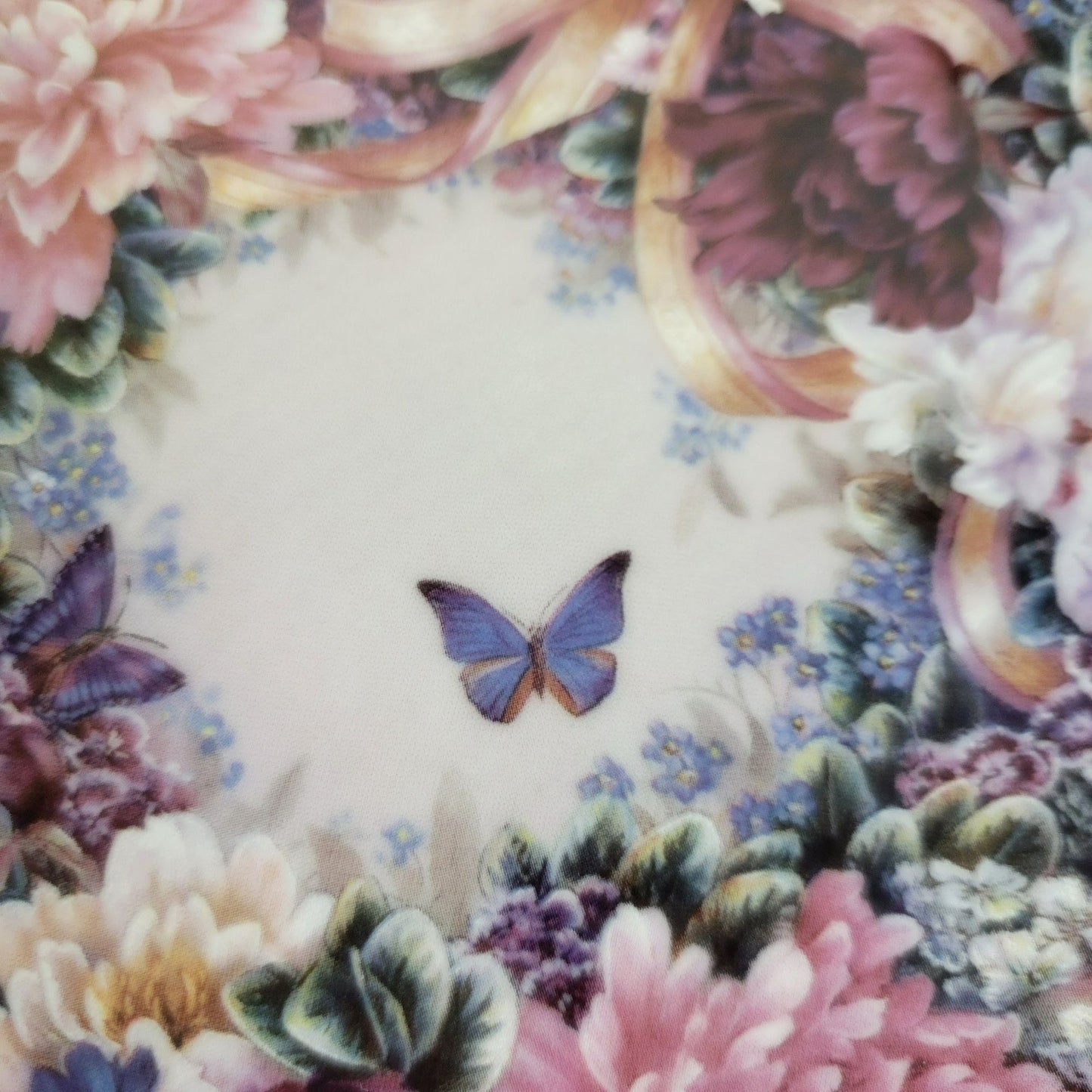 Vintage Bradford Exchange Floral Pink Peonies and Butterfly Plate, Circle of Love by Lena Liu