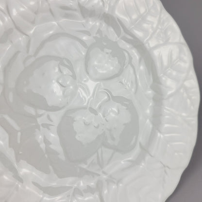 Fondeville White Majolica Strawberry Embossed Salad Plate, Made in Alvarez Spain