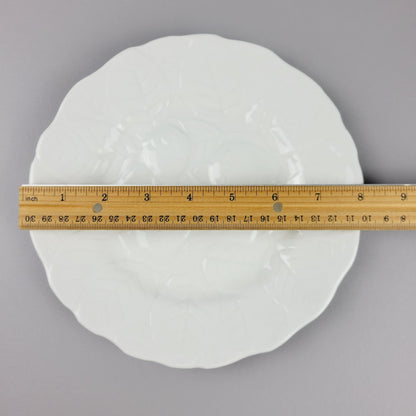 Fondeville White Majolica Strawberry Embossed Salad Plate, Made in Alvarez Spain
