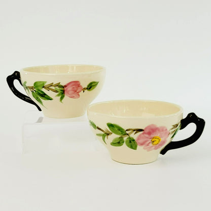 Franciscan Desert Rose Cups, Set of 2, Pink Floral Hand Painted & Embossed  c.1979-84 USA