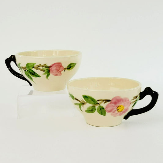 Franciscan Desert Rose Cups, Set of 2, Pink Floral Hand Painted & Embossed  c.1979-84 USA