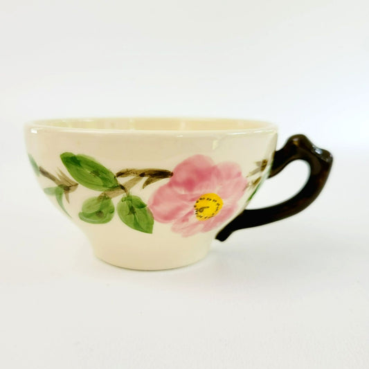 Franciscan Desert Rose Cups, Set of 2, Pink Floral Hand Painted & Embossed  c.1979-84 USA