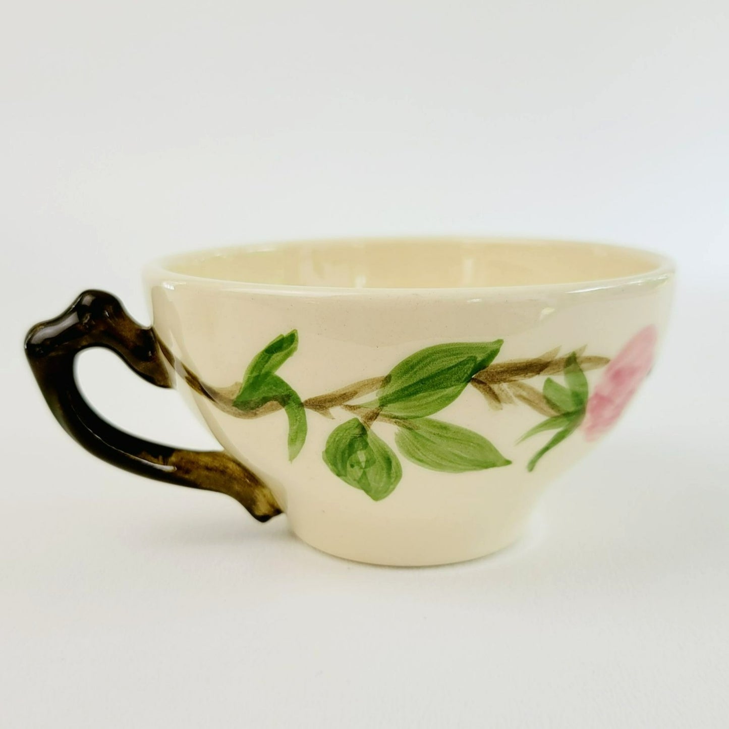 Franciscan Desert Rose Cups, Set of 2, Pink Floral Hand Painted & Embossed  c.1979-84 USA