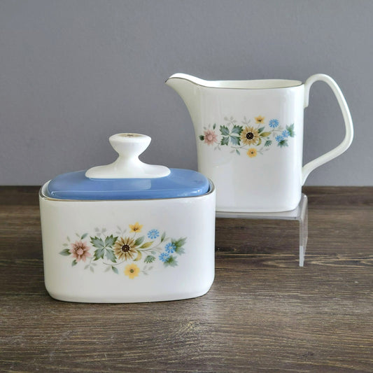 Royal Doulton Pastorale Creamer & Sugar Bowl Set, c.1970-90 England