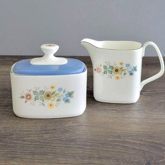 Royal Doulton Pastorale Creamer & Sugar Bowl Set, c.1970-90 England