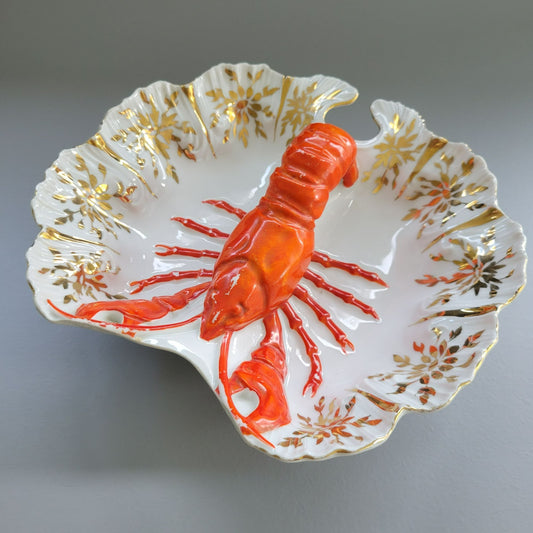 Antique Victoria Carlsbad Victorian Lobster Bowl, c.1891-1918 Austria