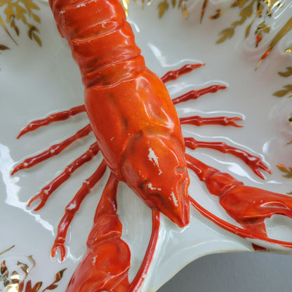 Antique Victoria Carlsbad Victorian Lobster Bowl, c.1891-1918 Austria