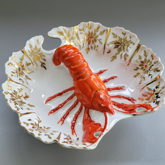 Antique Victoria Carlsbad Victorian Lobster Bowl, c.1891-1918 Austria