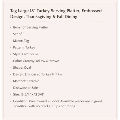 Tag 18" Turkey Serving Platter