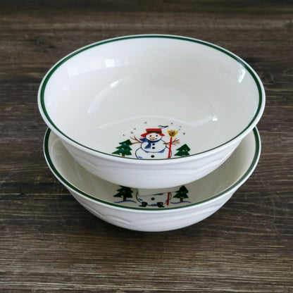Pfaltzgraff Snow Village Cereal Soup Bowl, Set of 2, c.1990s