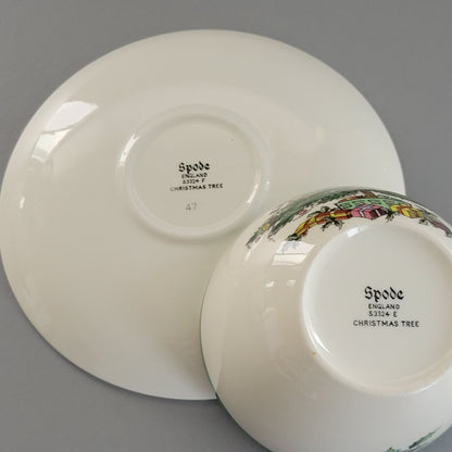Spode Christmas Tree Cup & Saucer, 2 Sets, England c.1976-89