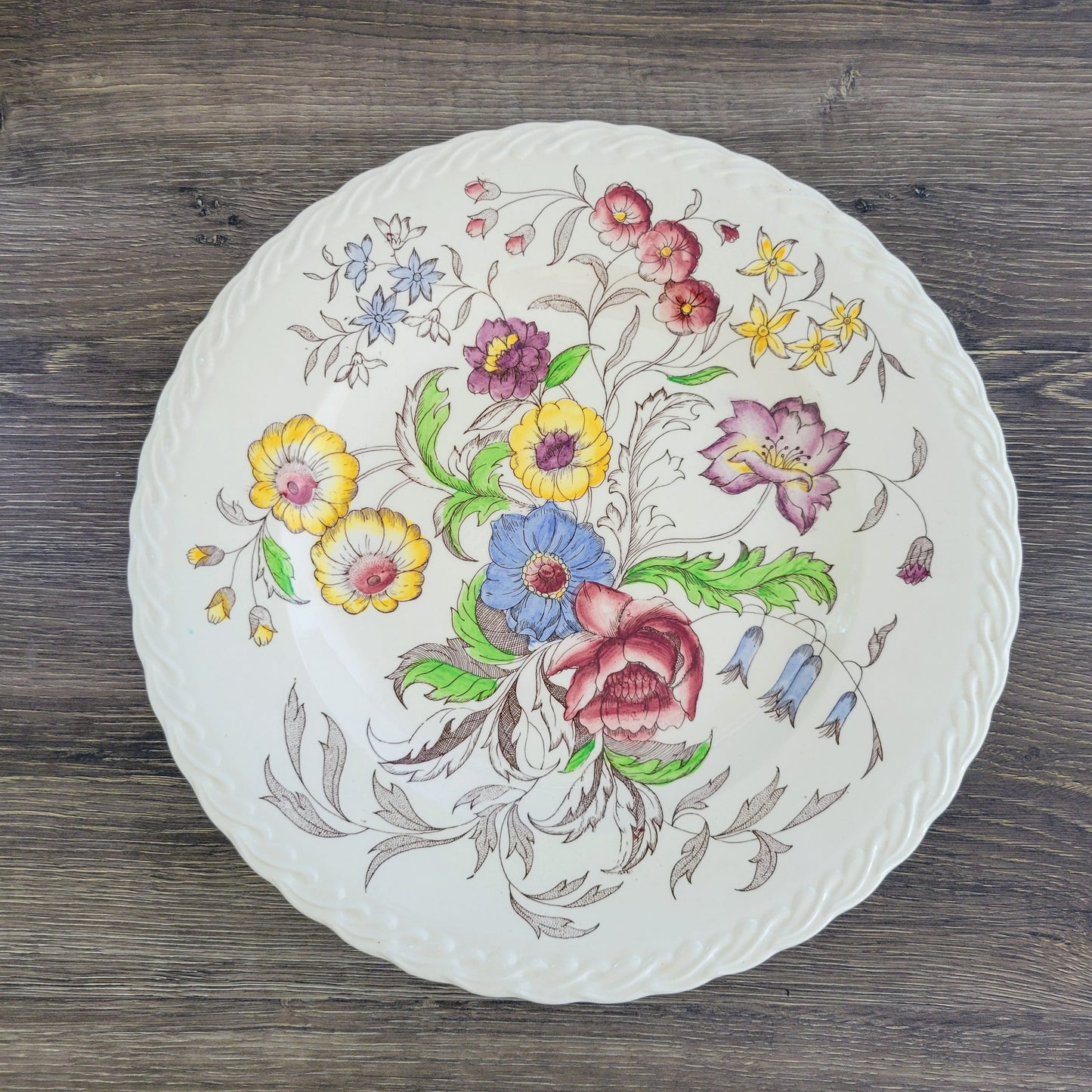 Vernon Kilns May Flower 13" Round Platter c.1940-1953 USA