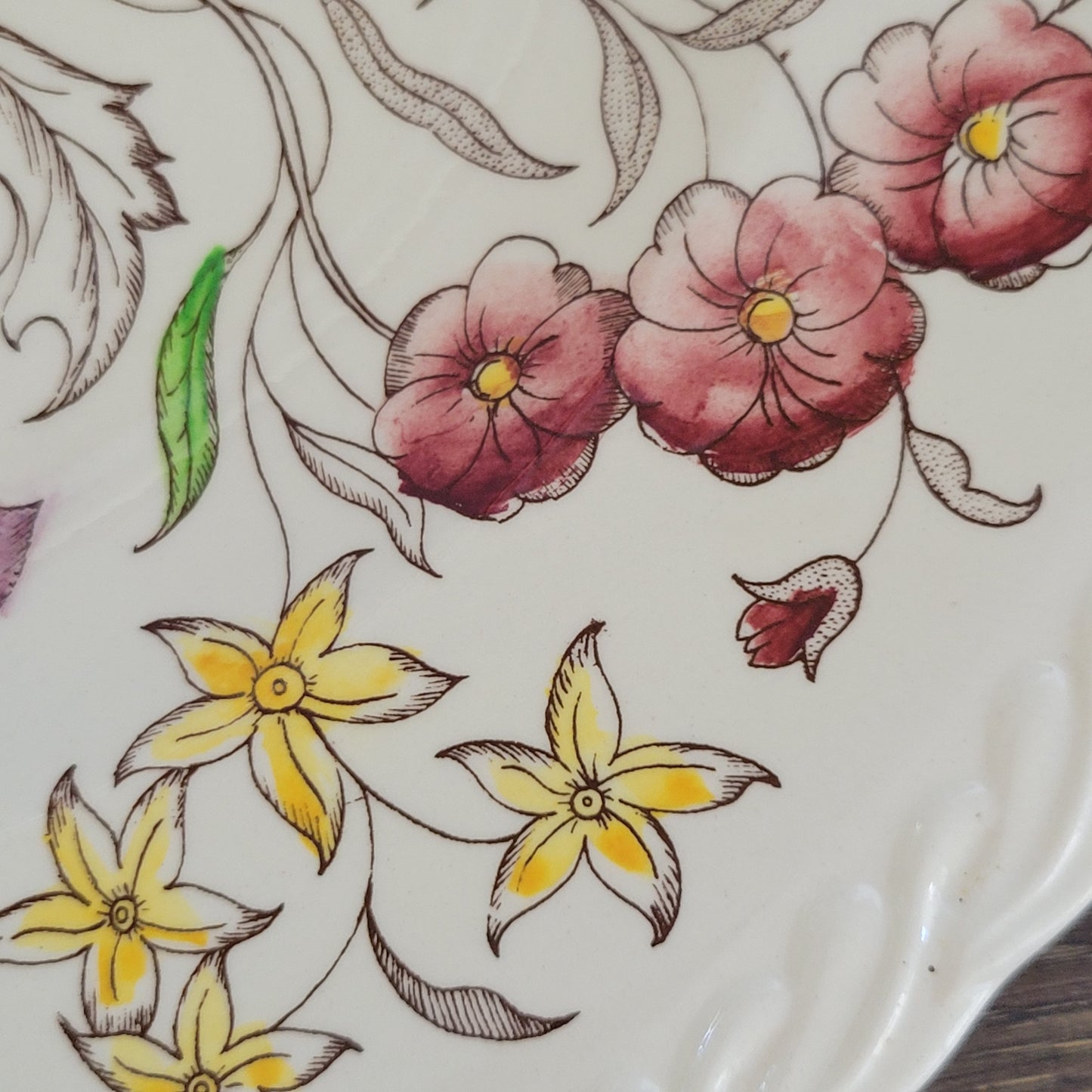 Vernon Kilns May Flower 13" Round Platter c.1940-1953 USA