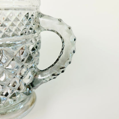 Anchor Hocking Glass Creamer Pitcher Wexford Smoke Gray Diamond Cut Design, USA Made