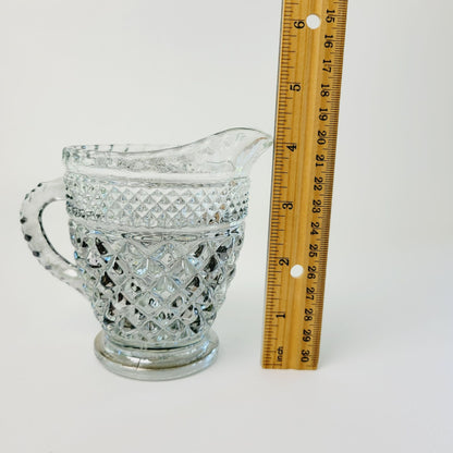Anchor Hocking Glass Creamer Pitcher Wexford Smoke Gray Diamond Cut Design, USA Made