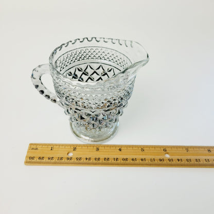 Anchor Hocking Glass Creamer Pitcher Wexford Smoke Gray Diamond Cut Design, USA Made