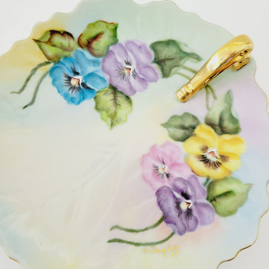 Hand Painted Floral Lemon Server Tray, Signed 1959