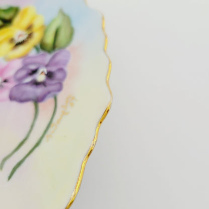 Hand Painted Floral Lemon Server Tray, Signed 1959