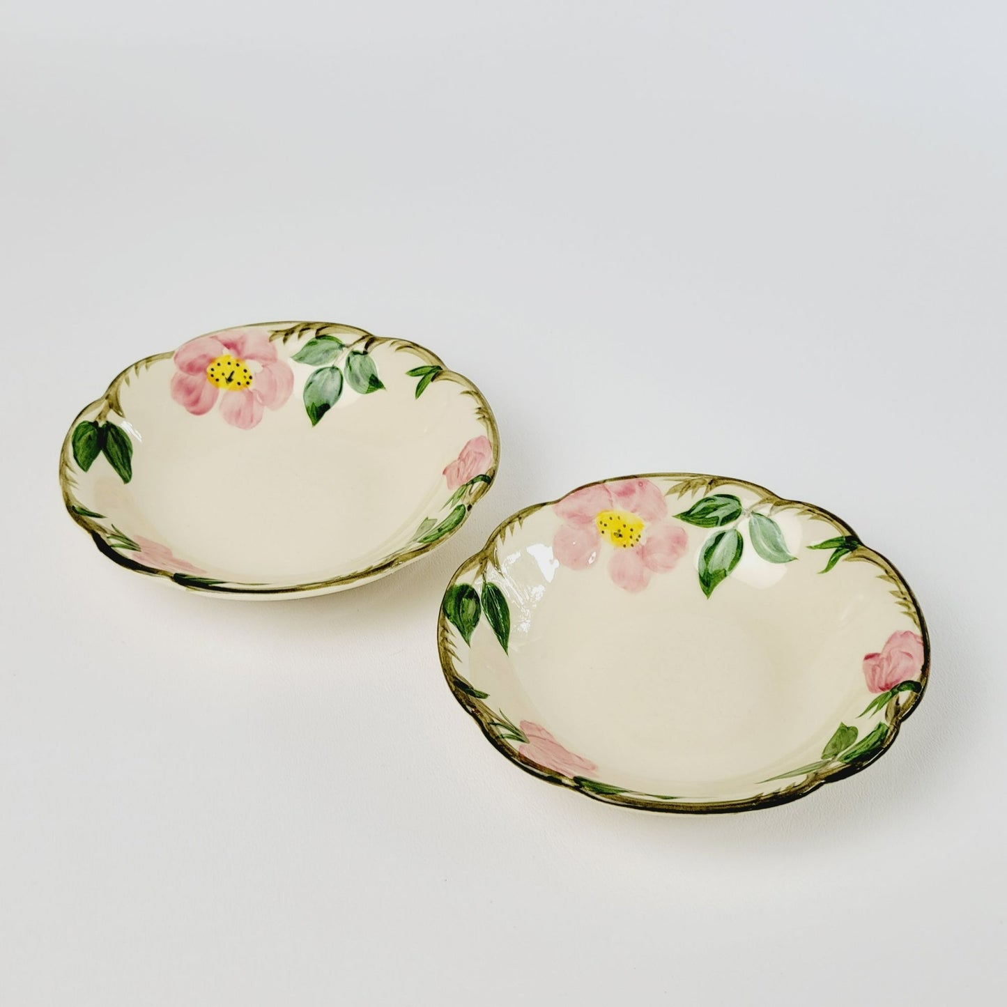 Franciscan Desert Rose Dessert Bowl Set of 2, c.1949-53, USA Back Stamp