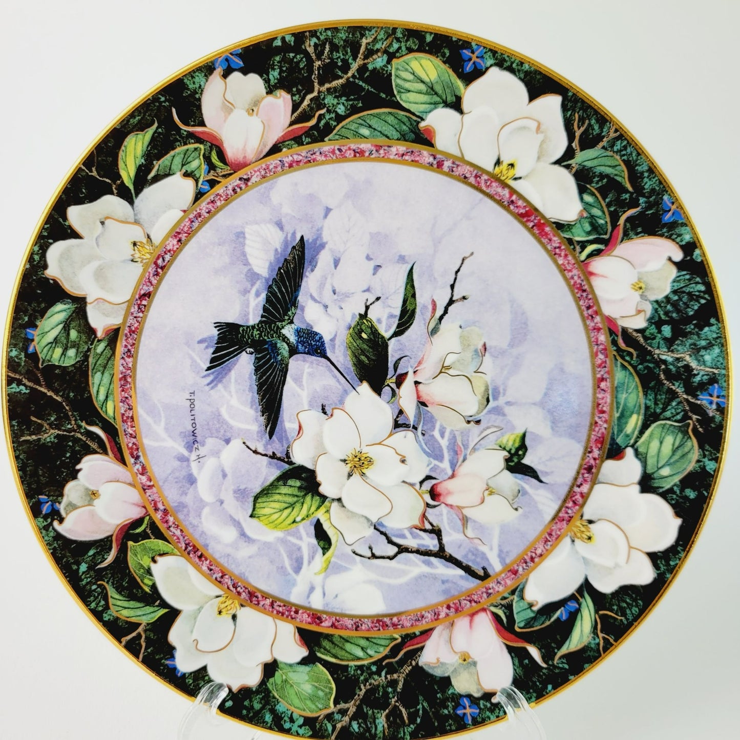 Royal Doulton Hummingbird Plate, White Necked Jacobin Hummingbird, Franklin Mint Heirloom Bird Collectors Plate, Made in England