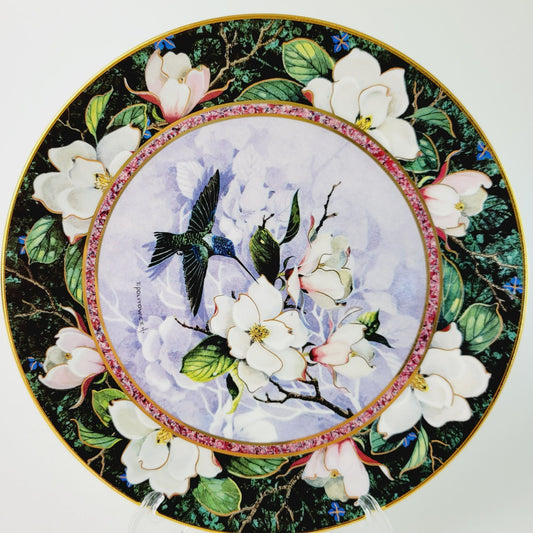 Royal Doulton Hummingbird Plate, White Necked Jacobin Hummingbird, Franklin Mint Heirloom Bird Collectors Plate, Made in England