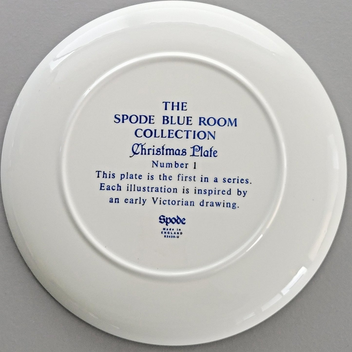 Spode Blue Room Victorian Annual Christmas Plate 1995, Made in England