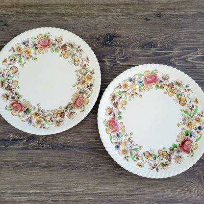 Johnson Bros WindsorWare Salad Plate Set of 2, Margaret Rose Brown, c.1939-65 England