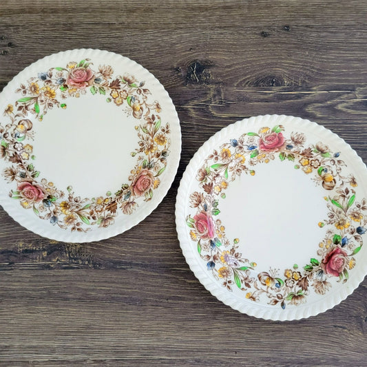 Johnson Bros WindsorWare Salad Plate Set of 2, Margaret Rose Brown, c.1939-65 England