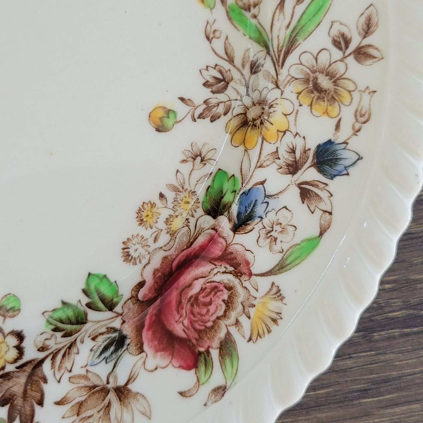 Johnson Bros WindsorWare Salad Plate Set of 2, Margaret Rose Brown, c.1939-65 England