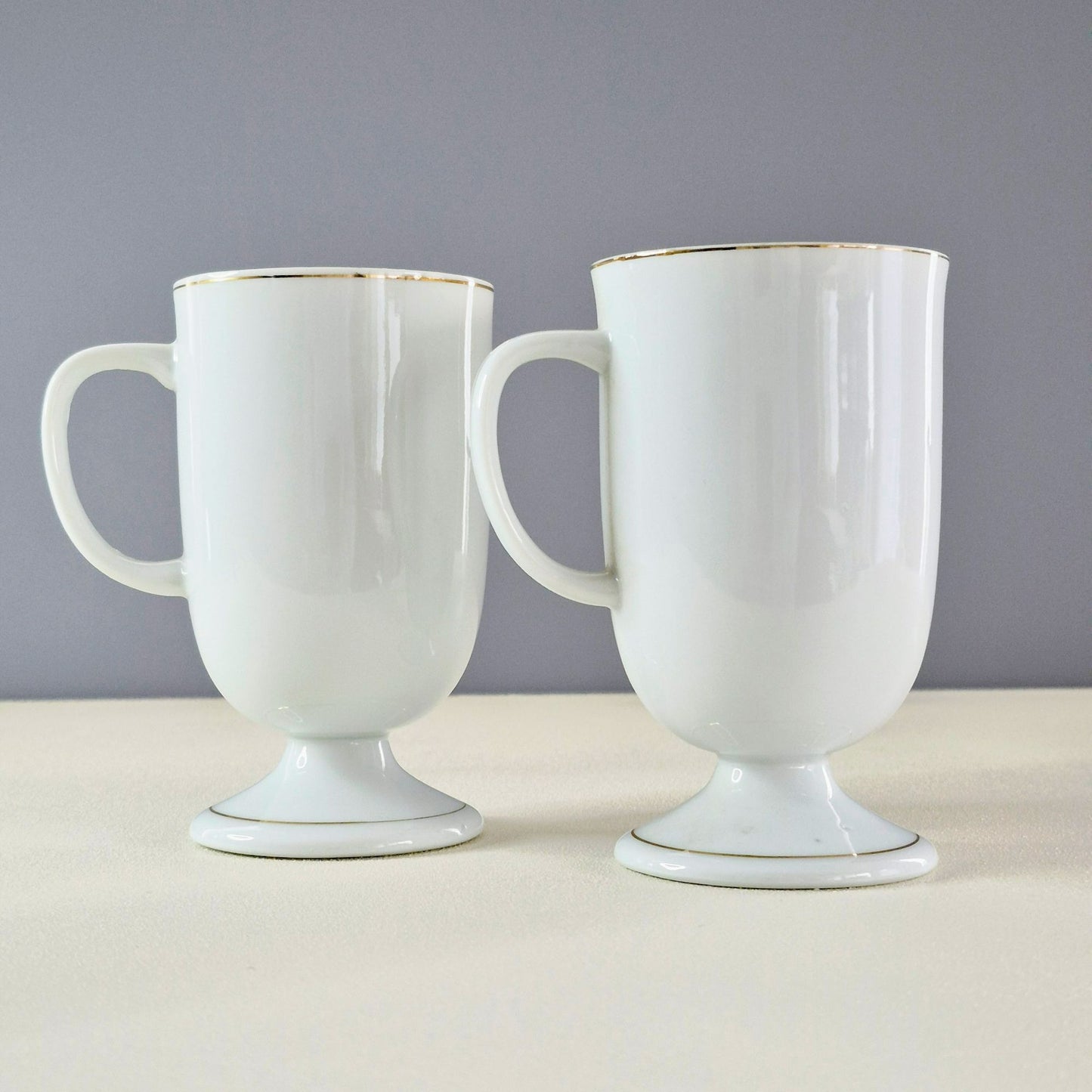 Vintage Bullfinch Bird Pedestal Mug Set of 2