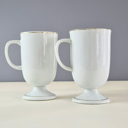 Vintage Bullfinch Bird Pedestal Mug Set of 2