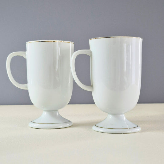 Vintage Bullfinch Bird Pedestal Mug Set of 2