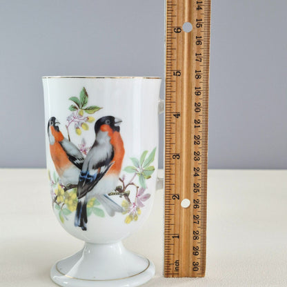 Vintage Bullfinch Bird Pedestal Mug Set of 2