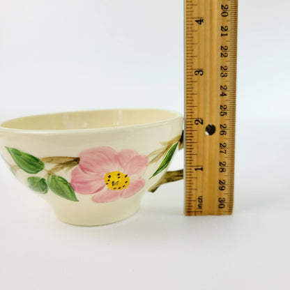 Franciscan Desert Rose Teacup & Saucer, 2 Sets, Hand Painted & Embossed Pink Floral, c.1949-53 USA