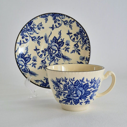 Wood & Sons "Colonial Rose Blue" Cup & Saucer, Made in England