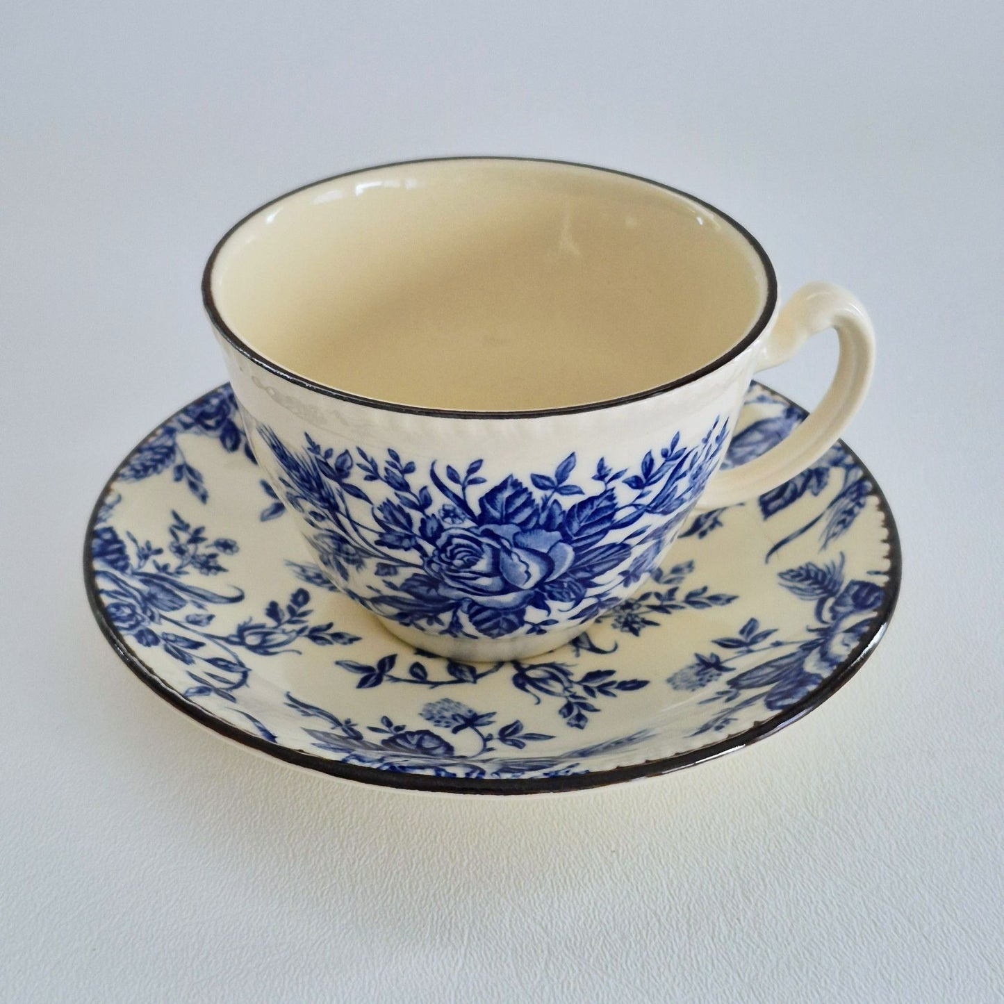 Wood & Sons "Colonial Rose Blue" Cup & Saucer, Made in England