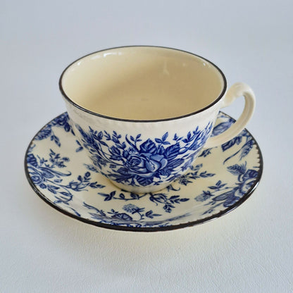 Wood & Sons "Colonial Rose Blue" Cup & Saucer, Made in England